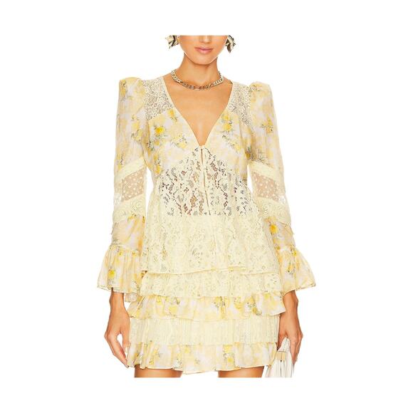 Loveshackfancy 'Priema' Yellow Silk Top Size M - Picture 1 of 4